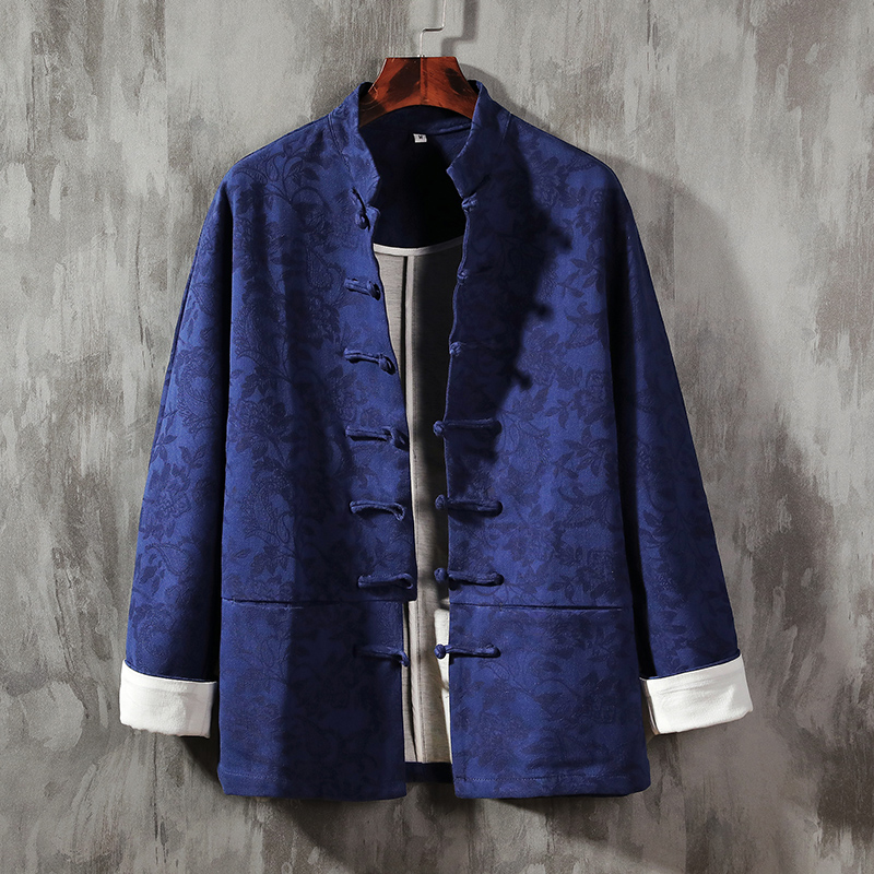 Chinese style Tang suit Hanfu Chinese style men's clothing layman linen coat national style tea clothing youth ancient costume cotton linen Zen clothing