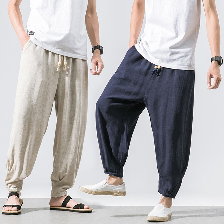 Chinese Renaissance Men's Pants Summer Thin Beam Softpants Lax Men Lin Less Less Pants Men