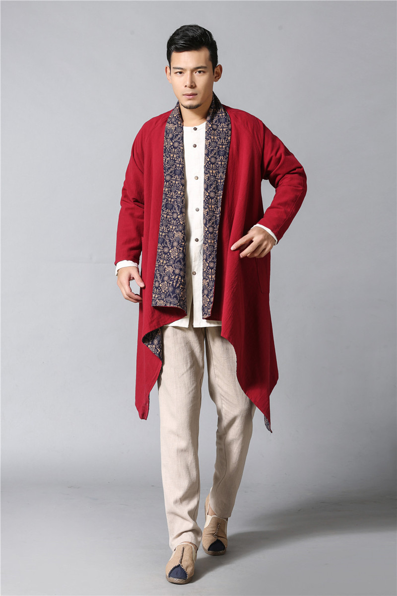 Bộ đồ Trung Quốc Tang Hanfu Kiểu Trung Quốc cotton nam và áo khoác dài tay mùa thu quốc phục thanh niên đồ bộ đẹp