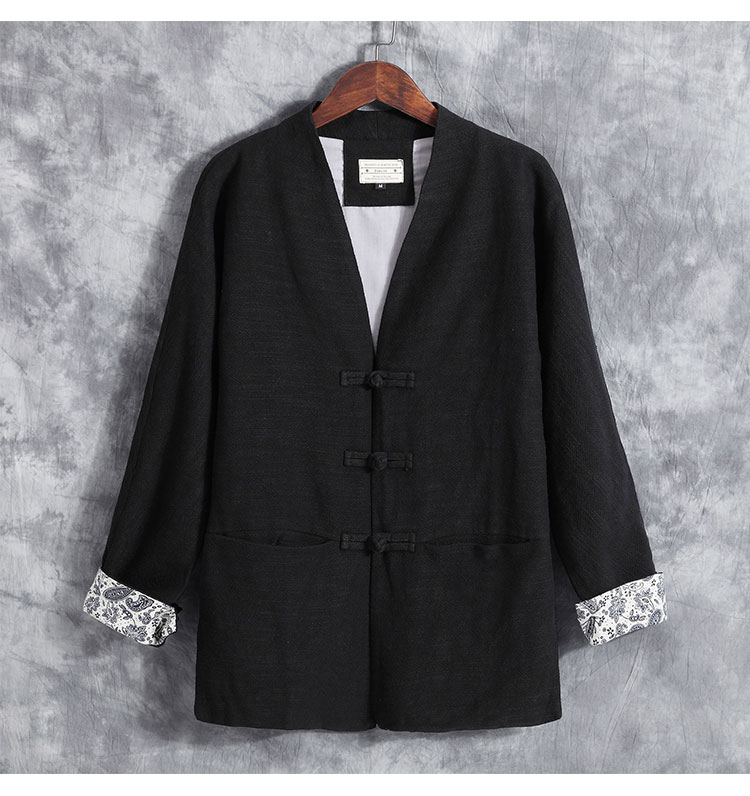 Trung Quốc Tang phù hợp với Hanfu Trung Quốc phong cách cotton nam và áo khoác lanh mùa xuân và mùa thu quốc phục thanh niên nằm dài tay áo quốc phục 