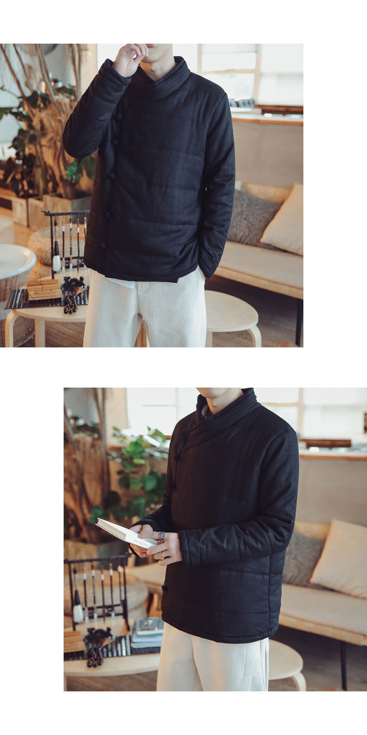 Trung Quốc Tang phù hợp với Hanfu Trung Quốc phong cách quần áo nam crossbody khóa cotton áo mùa thu và mùa đông quốc phục áo khoác trang phục dân tộc thái