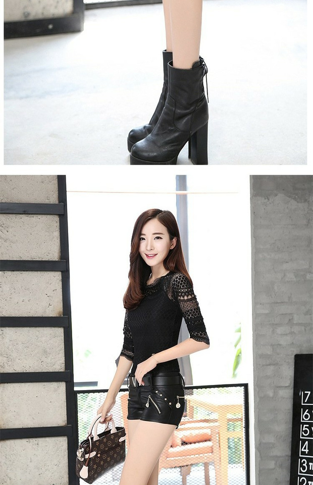 Quần short nữ 2018 thu đông gợi cảm bó sát da quần short dây kéo hông thắt lưng thấp quần boot hộp đêm Quần da PU 衩 thủy triều quần short nữ mùa đông