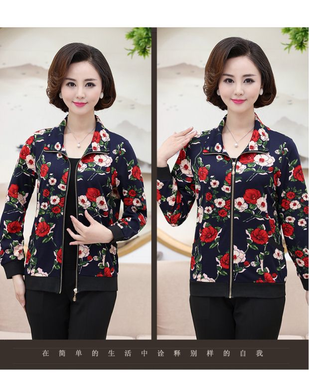Áo khoác cho mẹ mùa thu ngắn 40-65 tuổi áo rộng kích cỡ áo khoác mùa xuân và áo sơ mi đôi mùa thu sử dụng quần áo nữ trung niên áo kiểu trung niên 2020
