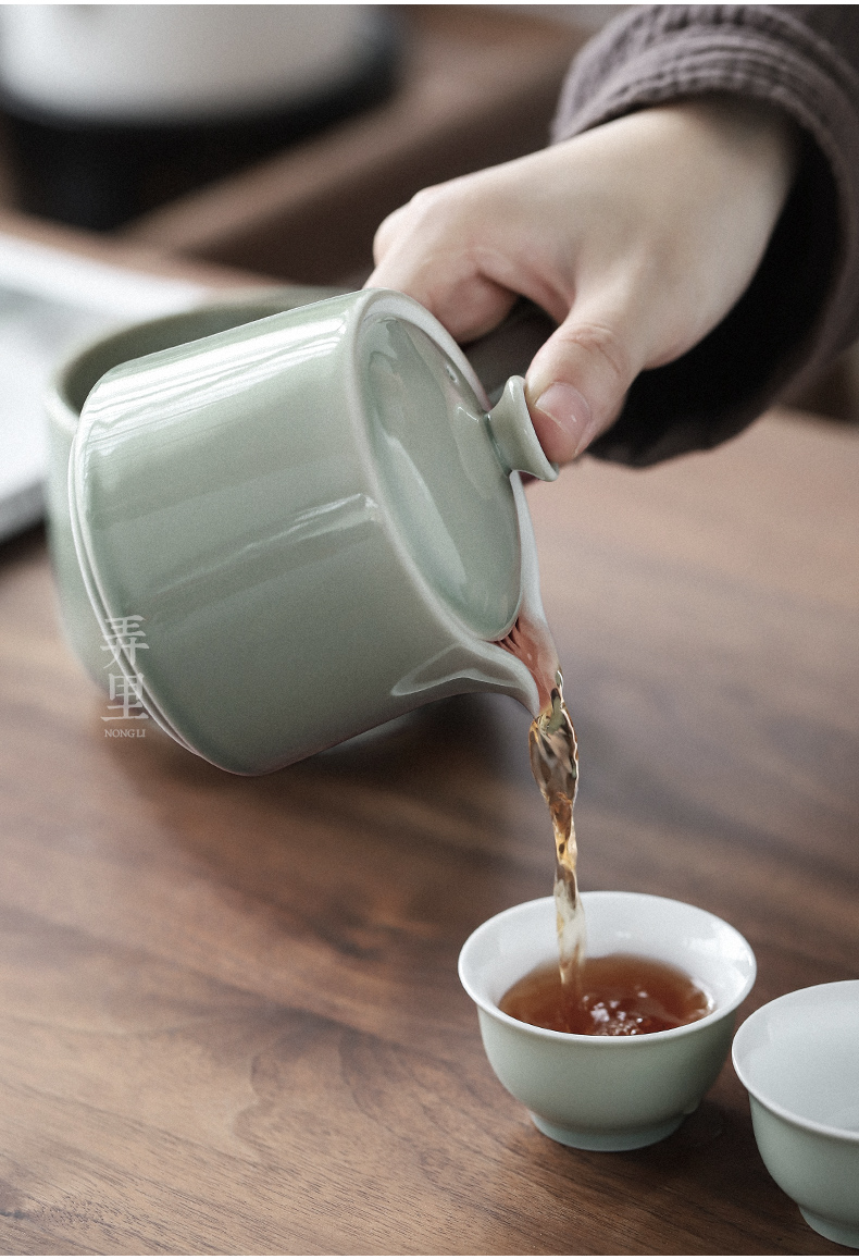 | its ehrs grey porcelain side put the pot of Japanese contracted kung fu tea set of jingdezhen ceramic teapot single pot by hand