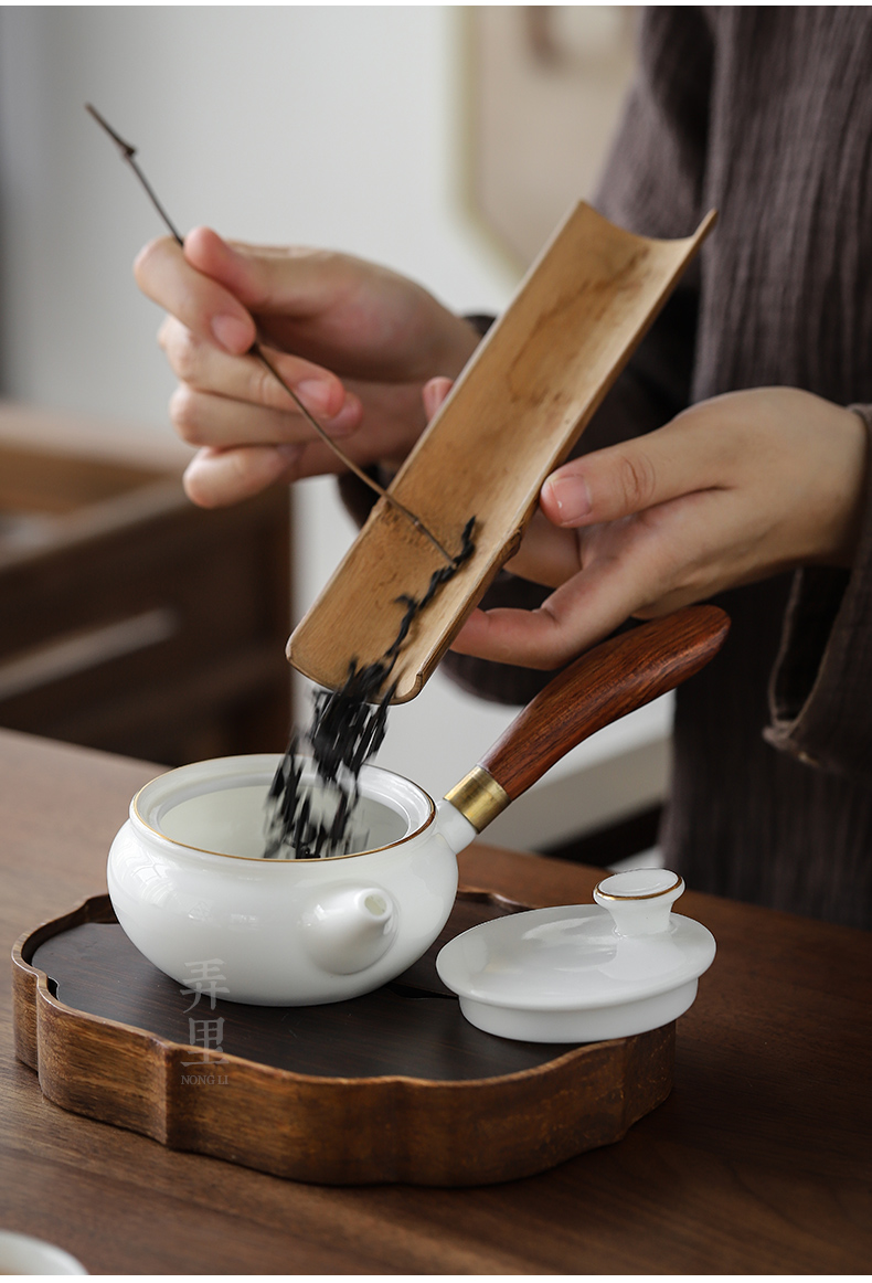 Travel lane | in dehua white porcelain tea set kung fu tea set contracted portable home side put the pot of tea custom log