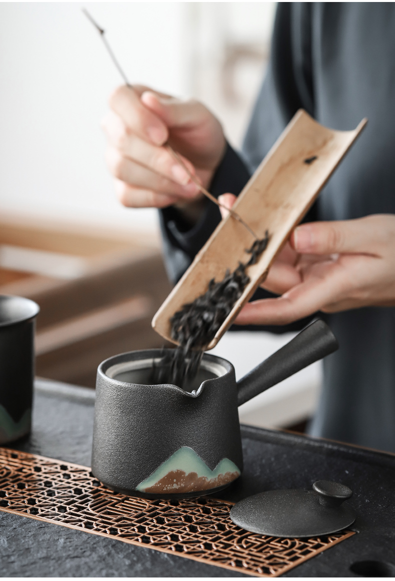 The Get | Japanese zen kung fu tea set office in contracted sharply Shi Gan mercifully tray table side of black pottery pot