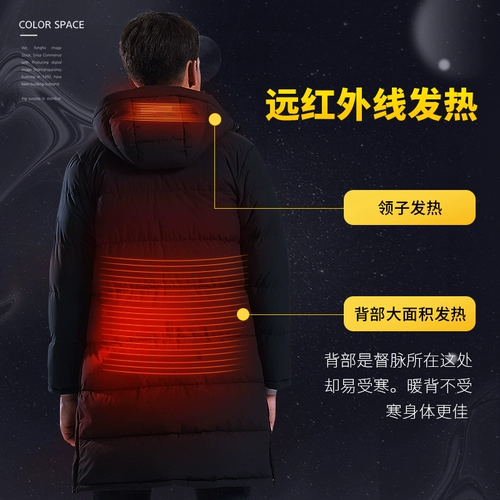 Длинный электронный зимний пуховик с пухом, увеличенная толщина, средней длины