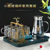 Smoke gray heat-resistant glass water cup set with handle household living room light luxury cold kettle high temperature resistant tea cup