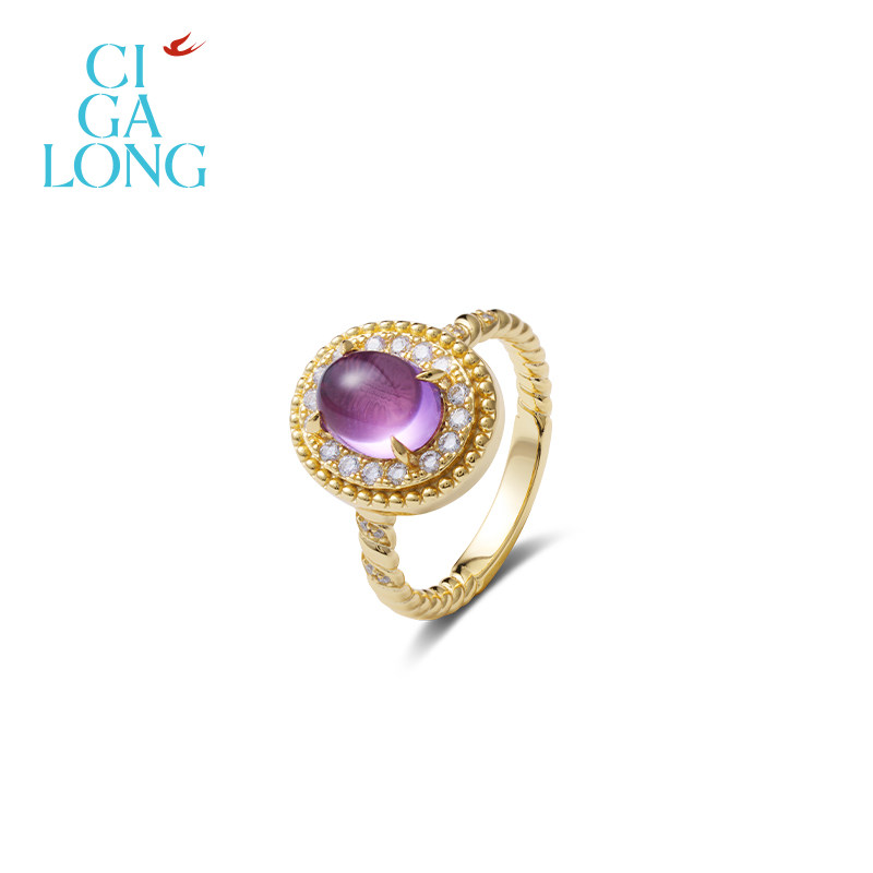 CIGALONG Long Zijia Xu Zhu Amethyst Necklace Earrings Ring New Chinese Style Jewelry Gift