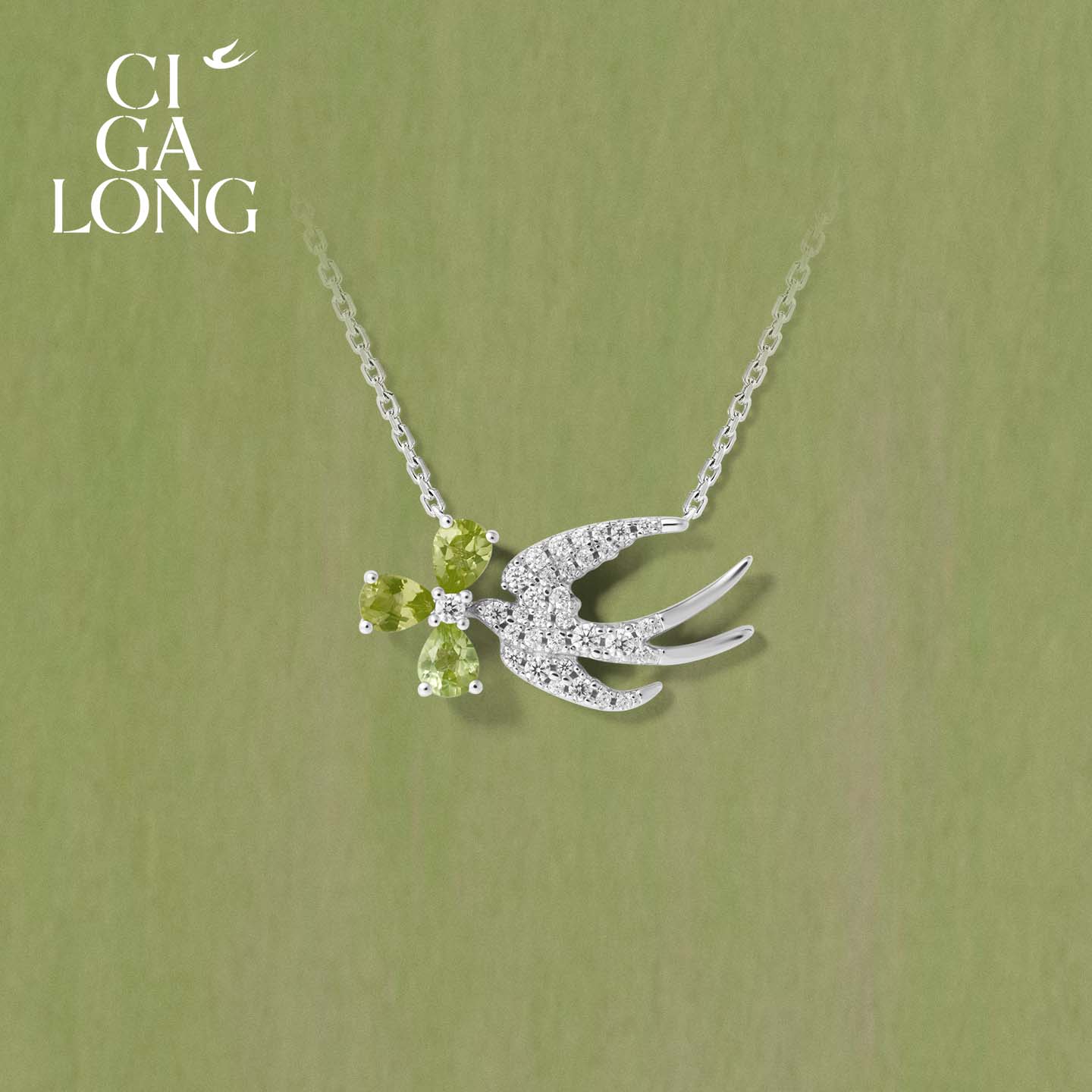 New product purchase coupons CIGALONG Long Zijia Xiaofeiyan peridot necklace earrings ring Chinese jewelry
