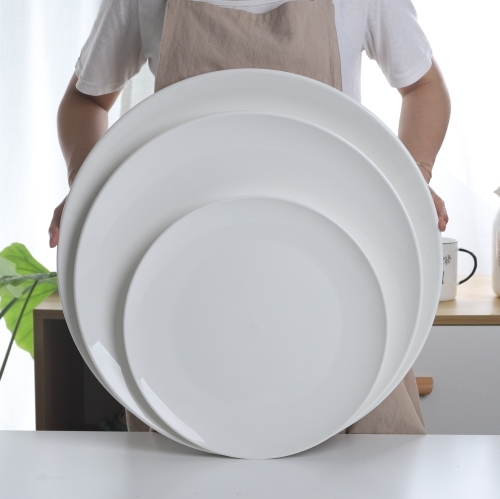 Super heavy plate round 14 to 20 inches of white light flat ceramic plate 40 cm ltd. hotel seafood