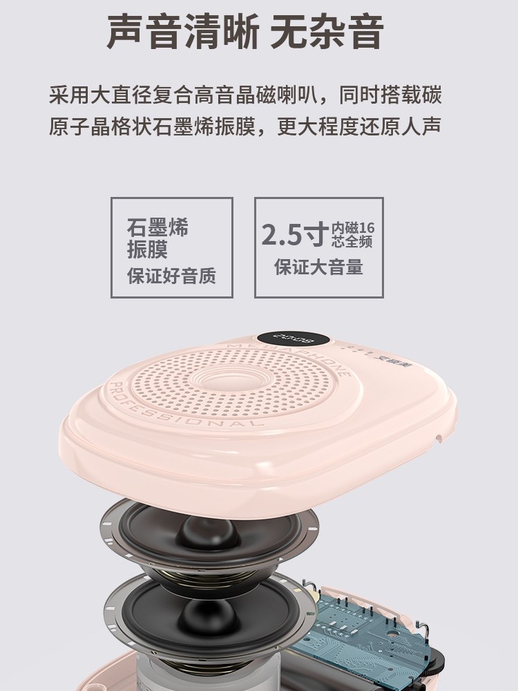 Little Bee Amplifier Wireless Microphone Headset for Female Teachers, Teacher Tour Guide Loudspeaker Megaphone