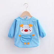 Baby gown autumn and winter anti-dressing men and women children long sleeve eating waterproof baby gown Crystal velvet shirt