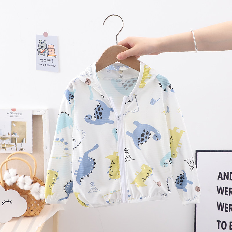 Summer baby sunscreen clothes thin children's cotton air-conditioned shirt baby jacket female boy breathable outdoor hooded