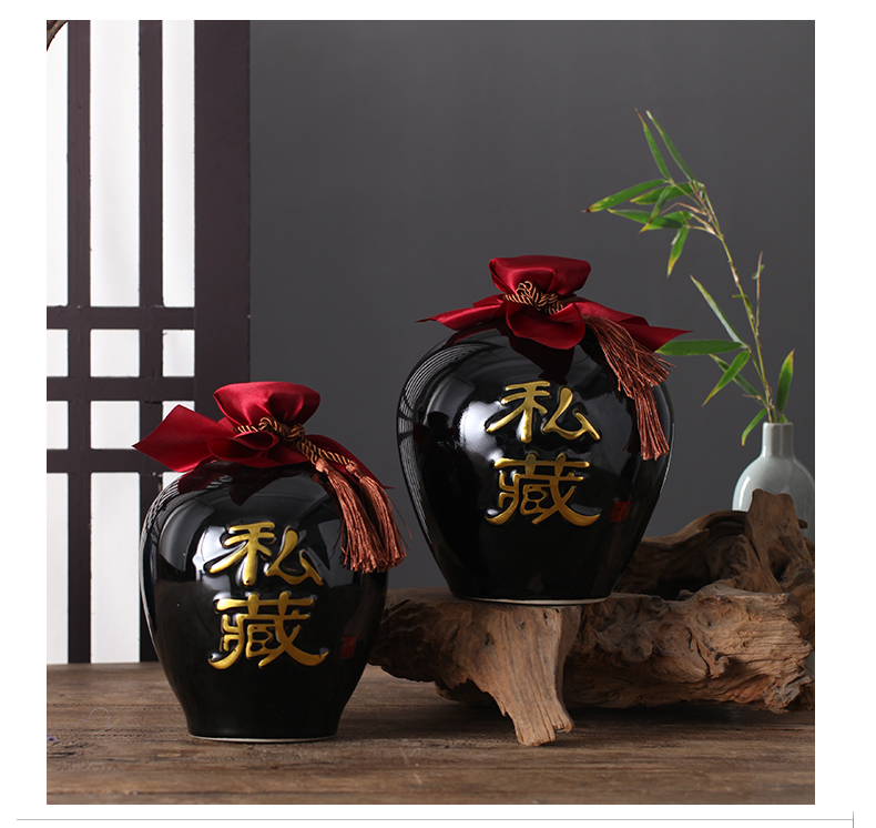 Jingdezhen lọ gốm nhỏ 2/3/5/10 kg bình đựng trong nhà bình rượu niêm phong rỗng chai rượu vang retro có thể - Rượu vang cốc uống rượu