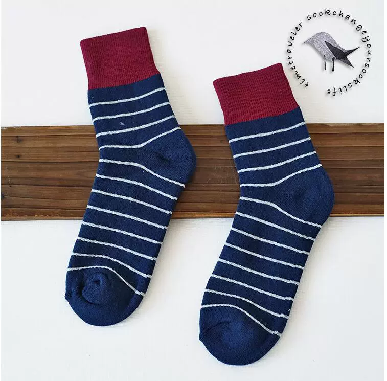 6 đôi tất nam ấm cotton cotton Nhật Bản sọc dày khăn terry vớ thể thao vớ nam ấm