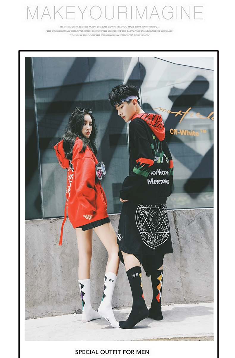 6 đôi vớ ống nam gói cotton thủy triều nam đường ống vớ nam vớ hip-hop thủy triều thương hiệu vớ cotton hoang dã tất dài