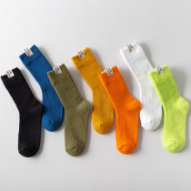 Mens sports socks thick cotton Korean version of Mid socks warm and breathable sweat absorption sports cloth standard bright color Terry socks