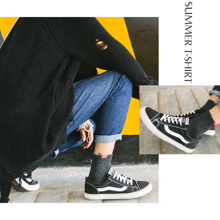 6 đôi cotton nguyên chất Nhật Bản hiệu chuẩn vớ nam thấm hút mồ hôi thấm hút tất nam xu hướng cotton trong vớ tất hài