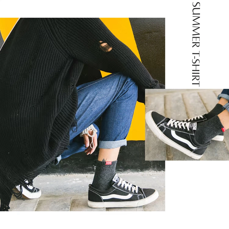 6 đôi cotton nguyên chất Nhật Bản hiệu chuẩn vớ nam thấm hút mồ hôi thấm hút tất nam xu hướng cotton trong vớ