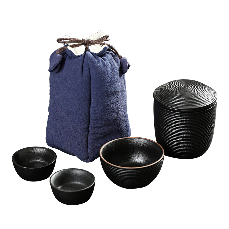 Zhuo imperial travel travel kung fu tea set portable handheld coarse pottery crack cup a pot of 2 cup gift box office home