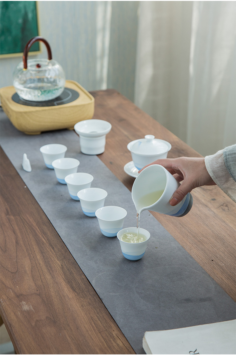 Zhuo royal creative kung fu tea set hand made white porcelain tea sample tea cup GaiWanCha sea office household contracted