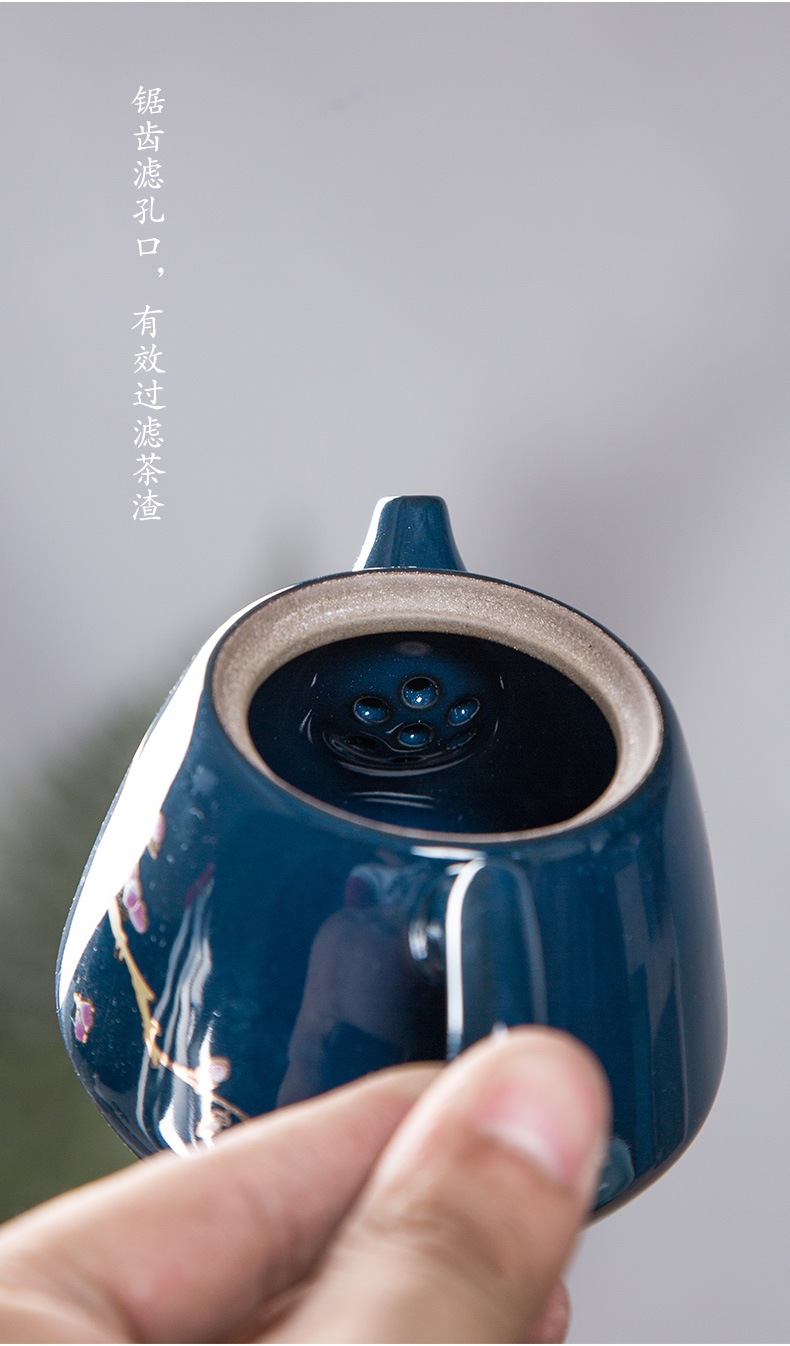 ZhuoYuJi blue creative kung fu tea set of ceramic tea pot of 6 gentleman accessories tea caddy fixings office home