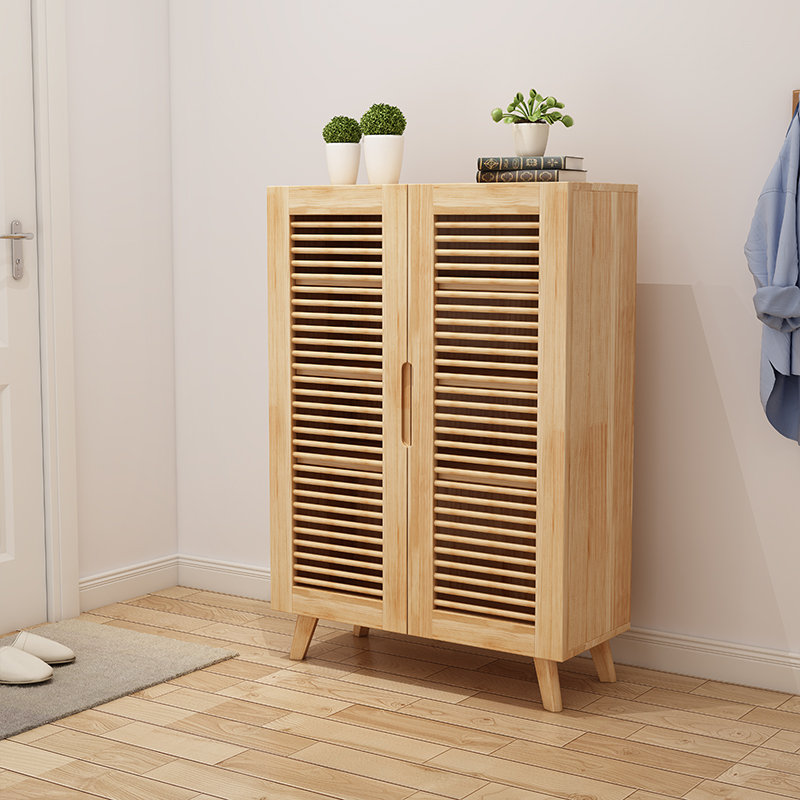 Shoe cabinet Home doorway Easy Hyun Off cabinet accommodating minimalist Large-capacity Shoe Rack Economy Type Doors Solid Wood Lockers