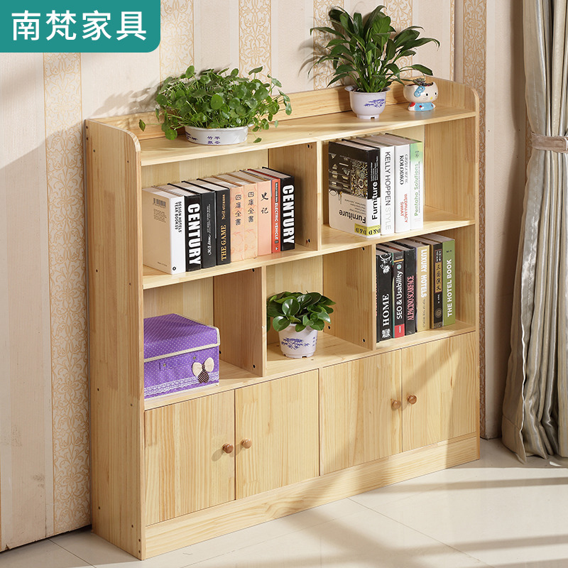 Solid wood Children's bookshelves Bedroom floor Home Home Closet primary and middle school students bookcase minimalist log containing cabinet Nordic