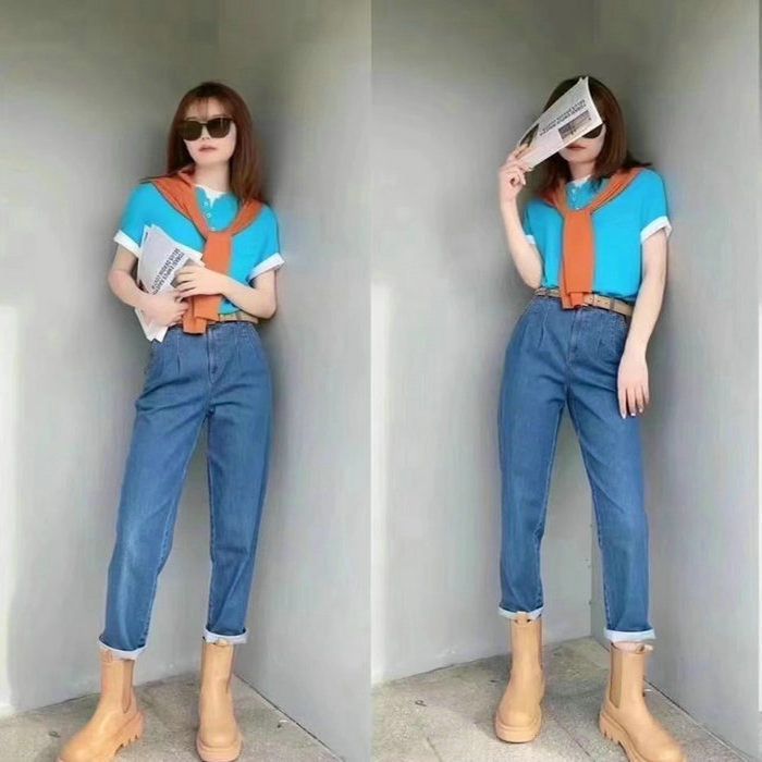 Special Offer, Original Tag Price 700【Bro】Women's Thin Floral Denim Pants 1100244-2059442-001 Special Offer, Original Tag Price 700【Bro】Women's Thin Floral Denim Pants 1100244-2059442-001