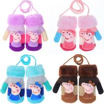 Large medium and small girls baby gloves warm cute one-year-old double-layer bag finger thickened cotton kindergarten neck