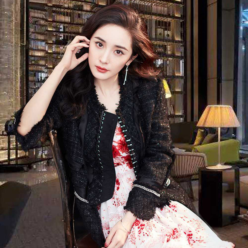 European women's clothing Yang Mi with 2021 autumn clothing new high-end slim socialite temperament small fragrant wind short coat