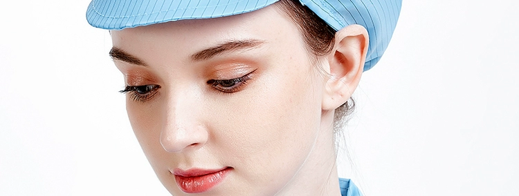 Mũ chống bụi Mũ công nhân nhỏ Mũ chống tĩnh điện màu trắng xanh nhà máy thực phẩm xưởng điện tử phòng sạch mũ không bụi mũ sọc nón y tế trắng nón y tế tiệt trùng