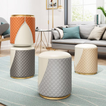 Stool home leather leather stool high stool creative sofa stool living room low stool round stool net red makeup stool dressing stool