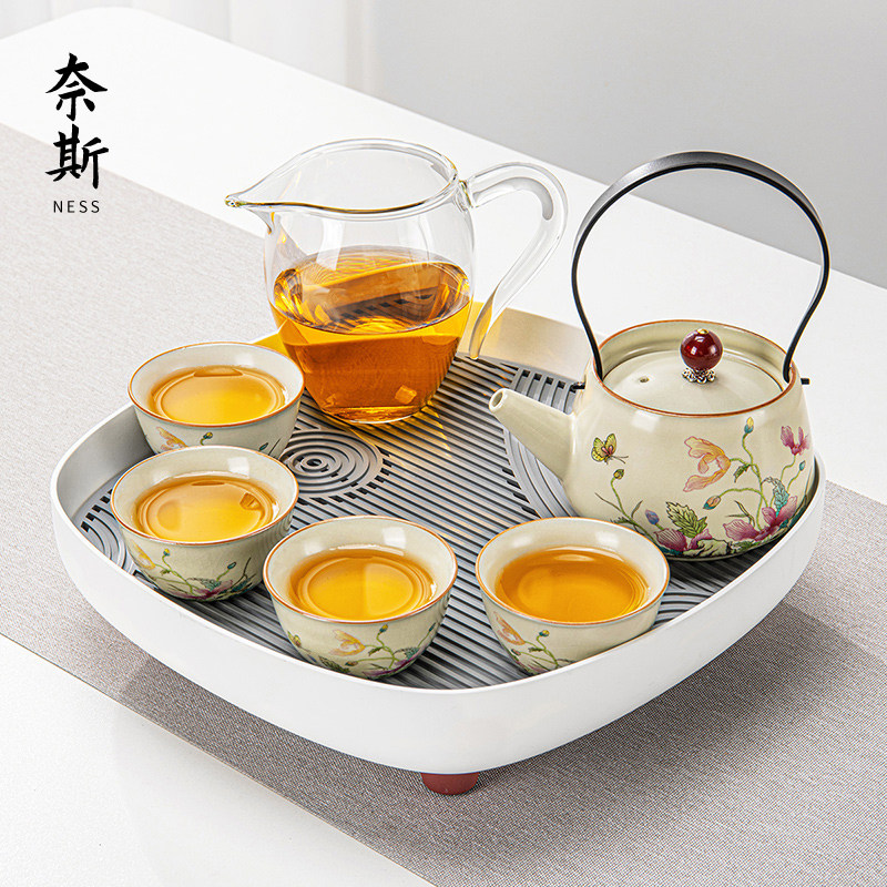 2026 новый чайный сервиз Ru Kiln Kung Fu для девочек, высококачественный чайный сервиз высокого класса, полный набор чайных чашек
