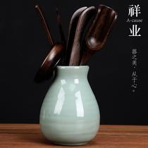 Cheung Yip Tea Set Six Gentlemen Set Creative Ceramics Kung Fu tea set Tea art Celadon small tea bucket Tea clip Tea ceremony accessories