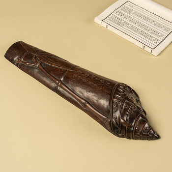 Small leaf red sandalwood carved bamboo section poetry arm rest
