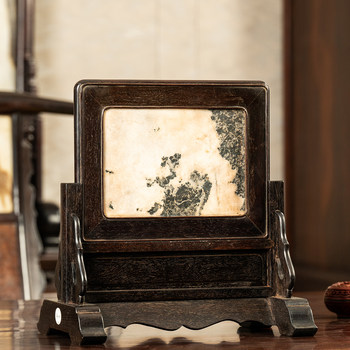 Rosewood inlaid marble screen old object ornaments