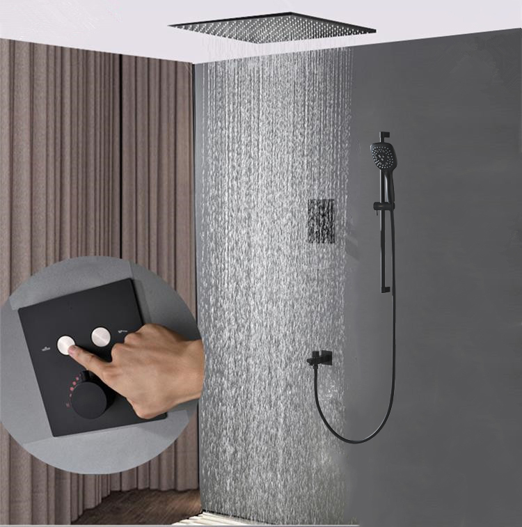 Black Forest Dark embedded wall shower shower skyline supercharged top spray gun grey hot melt pre-buried piece three functions