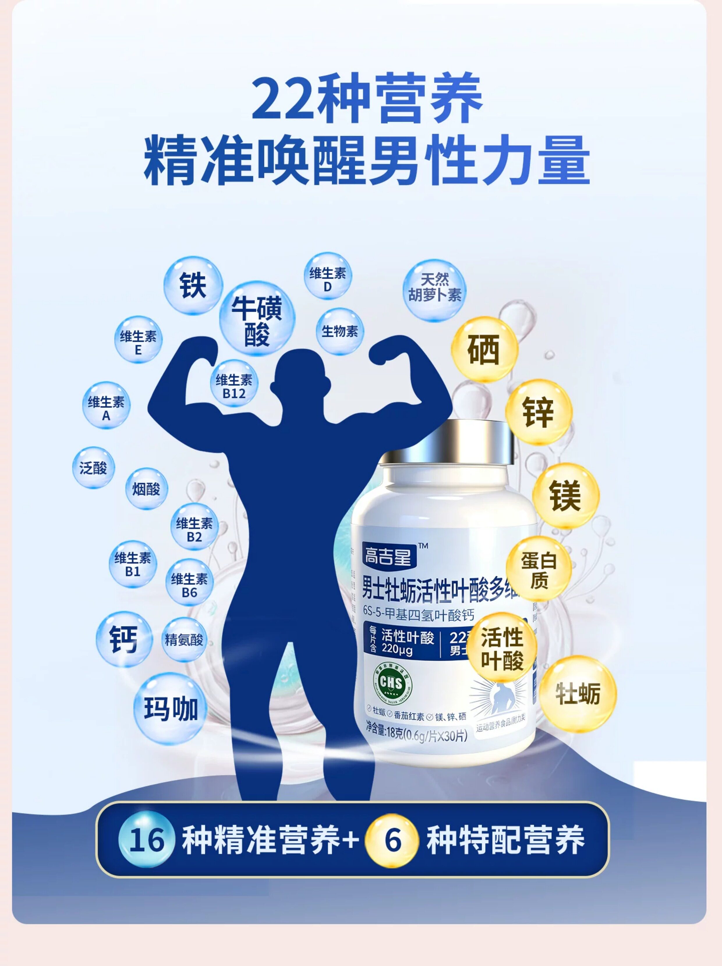 高吉星活性叶酸备孕男女组合叶酸片备孕期通用男士多维复合维生素 — 21