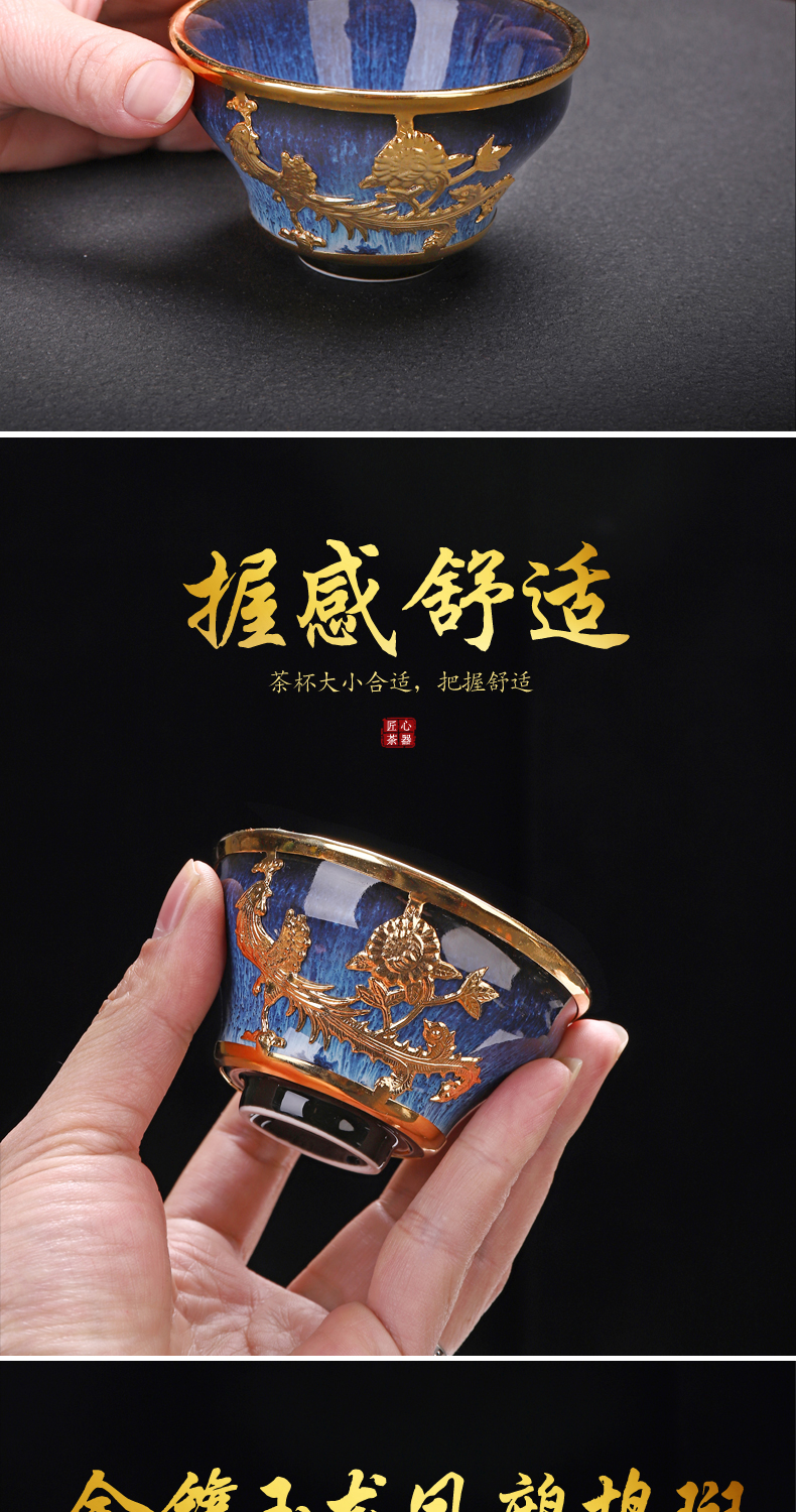 Implement the superior an inset jades longfeng for a cup of pure manual build individual CPU master cup sample tea cup red glaze ceramic