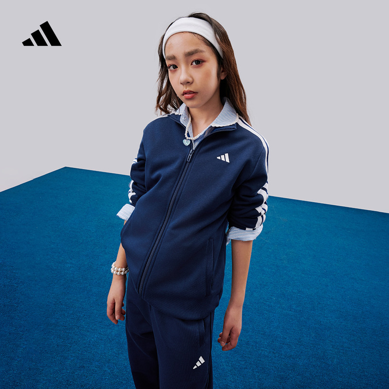 Three-Stripe Sports Casual Suit for Boys and Girls, Youth Jacket and Pants, Children's Autumn Adidas Three-Stripe Sports Casual Suit for Boys and Girls, Youth Jacket and Pants, Children's Autumn Adidas