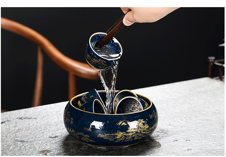 The flute ceramic kung fu tea set The home side The lid bowl of tea cups of a complete set of accessories of high - grade office