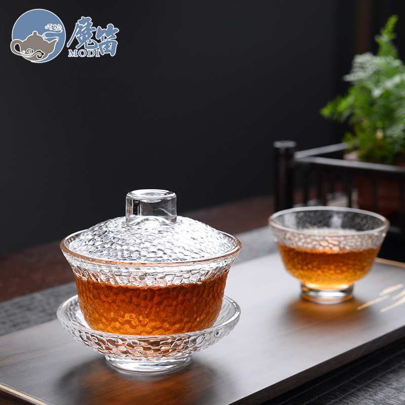 The flute glass tureen large upset only three cup of kung fu tea set Japanese tea cup transparent heat mantra single use