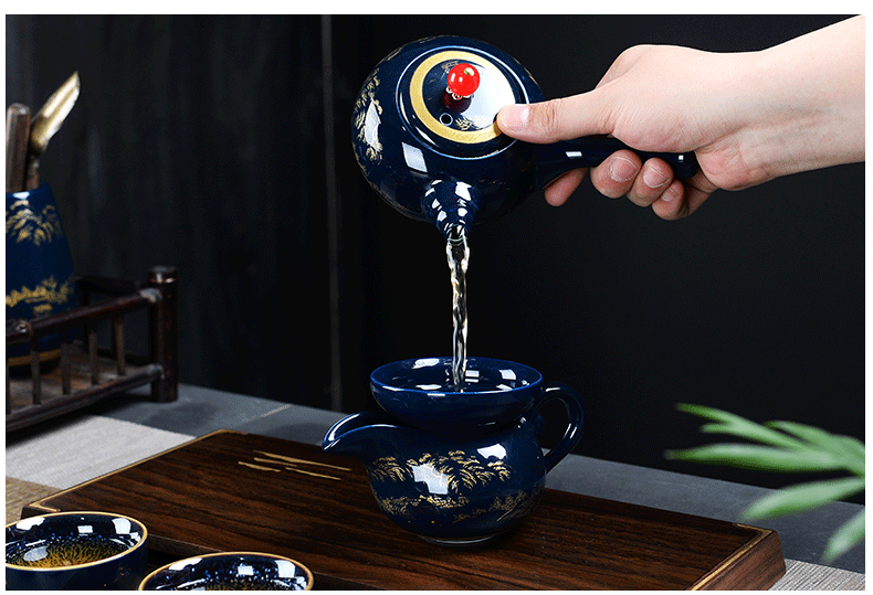 The flute to build light ceramic kung fu tea set home a complete set of tea light cup up with contracted cup bowl with The teapot