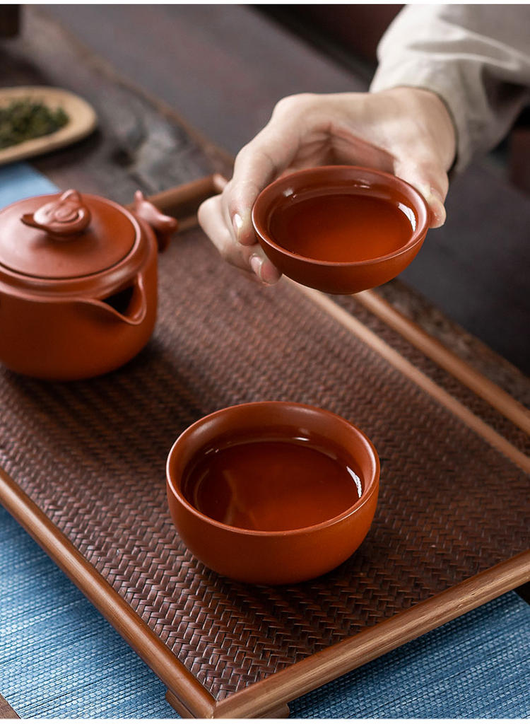 The flute crack of portable red purple sand tea set a pot of one cup is suing travel home kung fu tea set