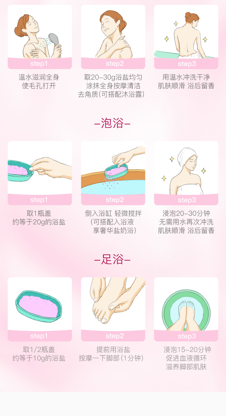 日本 巴斯克林 玫瑰果油美肌浴盐 600g 粉汤泡浴 图9