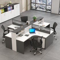 High-end light luxury desk and chair combination double 4 people more than one screen staff position modern simple financial card holder