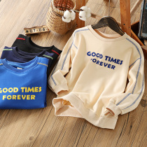 Boy clothes Spring and Autumn New 2020 middle Big Boy long sleeve round neck coat Korean version cotton loose childrens base shirt