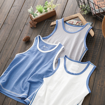 Boy summer thin I-shaped vest middle child Ice Silk hemp cotton tide elastic leisure breathable children sleeveless T-shirt